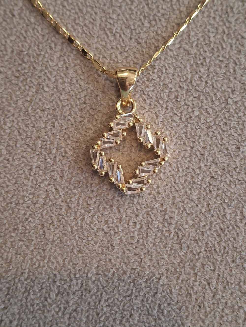Gold Crystal Baguette Pendant Necklace - Women Jewelry